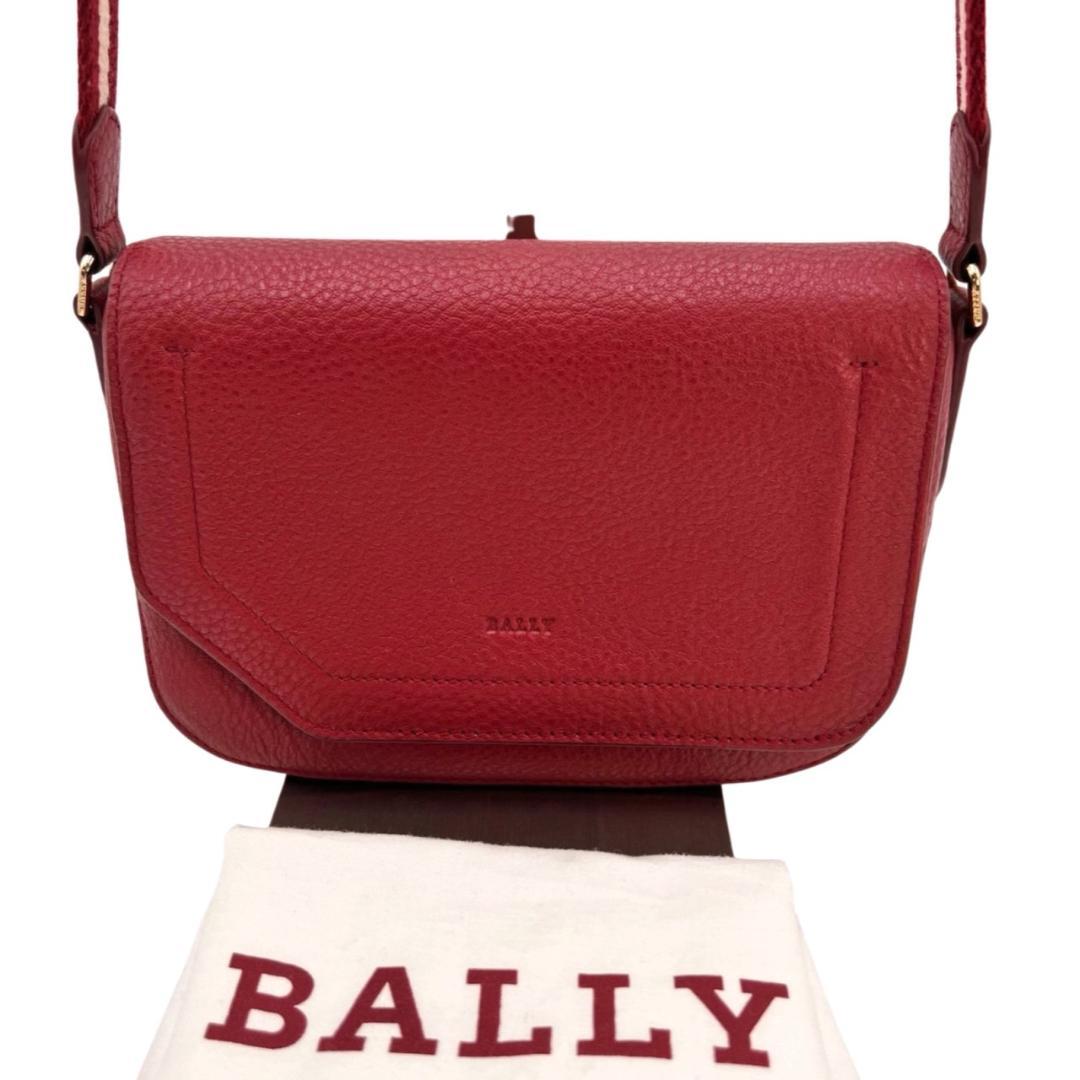極美品 BALLY ミニショルダーバッグ ポーチサイズ レッド 斜め掛け