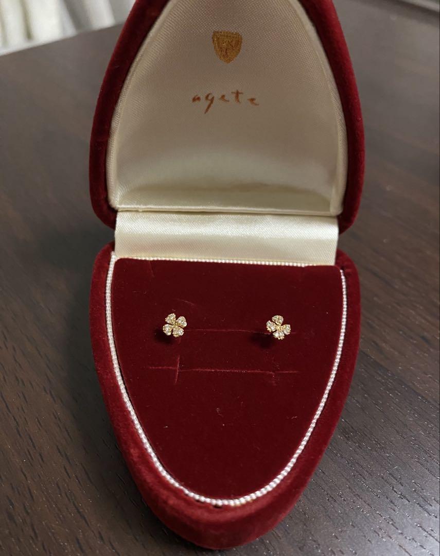 agete クローバーパヴェダイヤピアス k18 - メルカリ