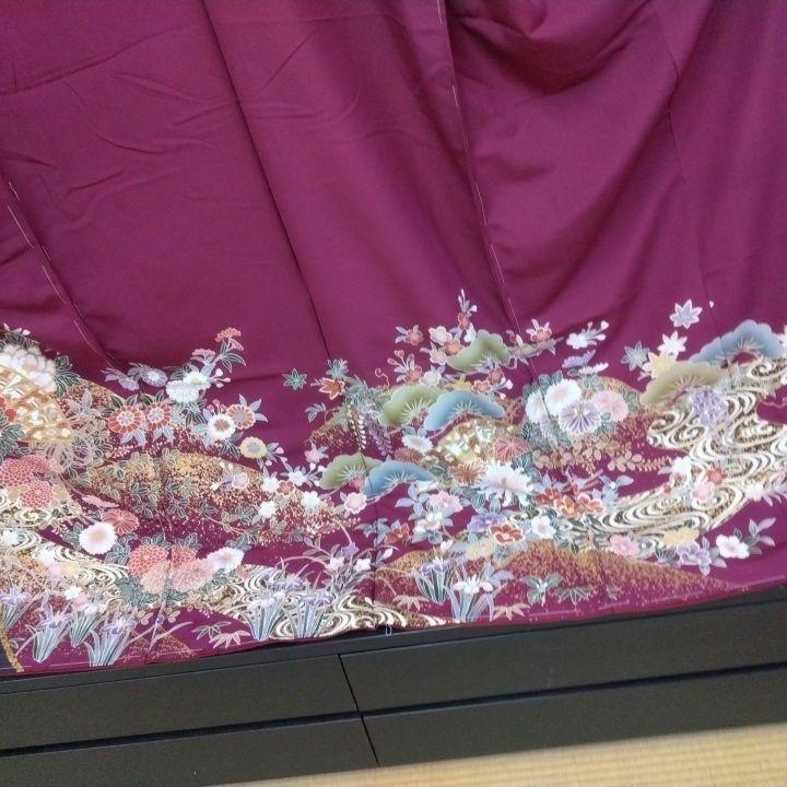 【梅】正絹　振袖　青　フルセット　トールサイズ　極美品 梅】正絹 振袖 青 フルセット トールサイズ 極美品 （振袖