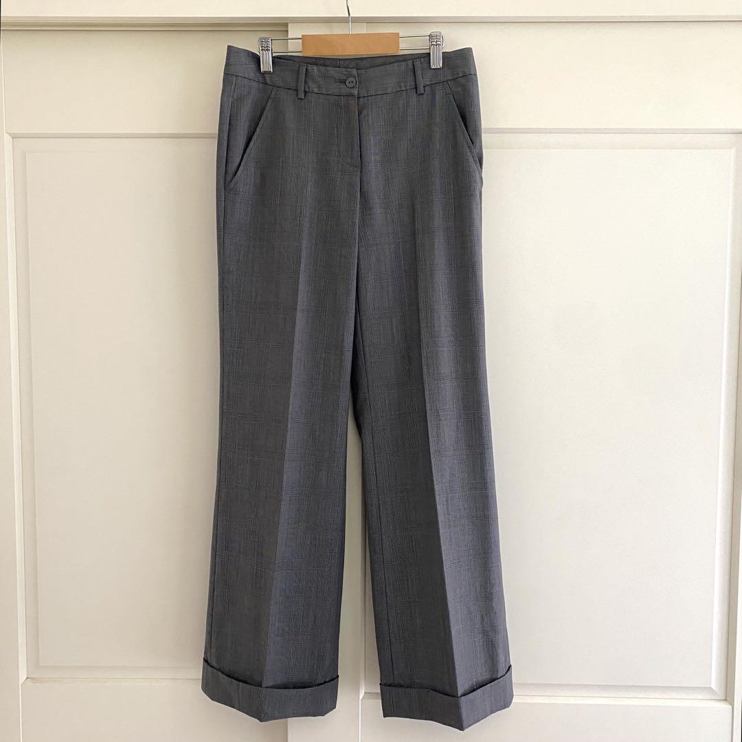 INCOTEX ピンチェック ワイドスラックス deuxieme classe