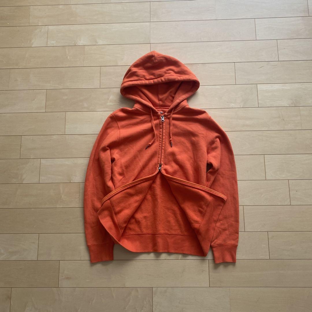 00s OLD UNIQLO ダブルジップパーカー オレンジ色 y2k 短丈