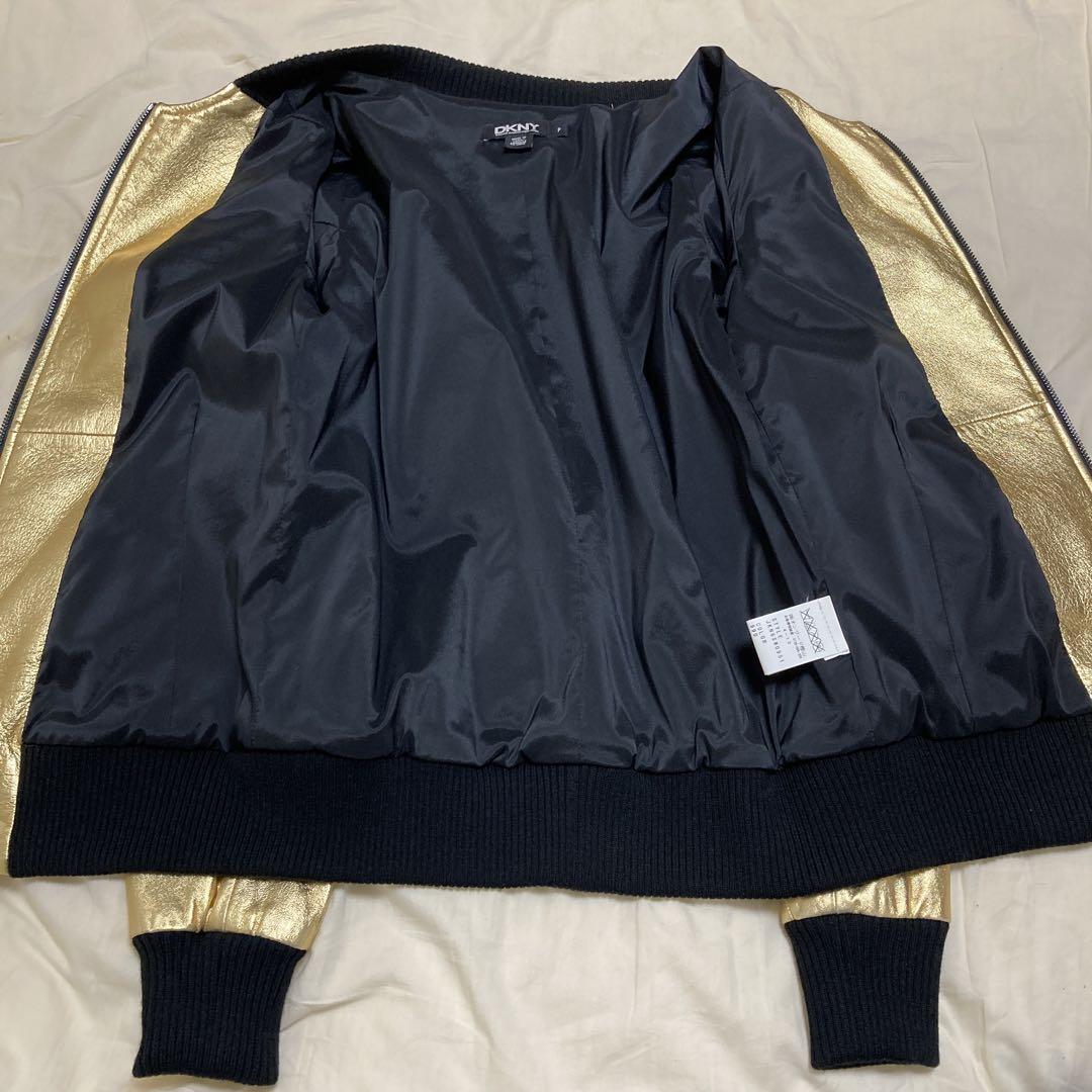 DKNY 羊革 ラムレザー ゴールドジャケット DKNYブラウン羊革ジャケット