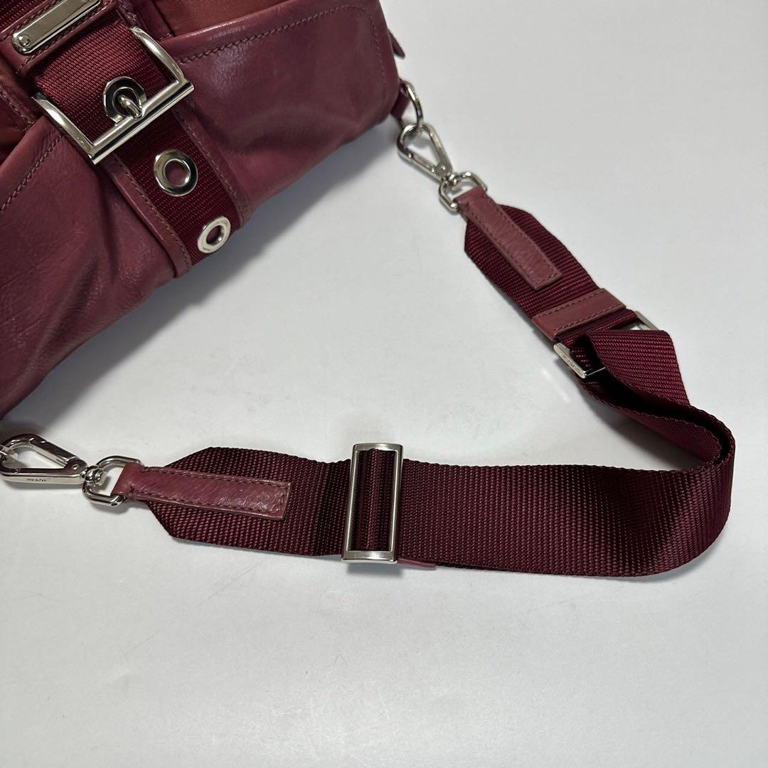 808【美品】Gカード付 プラダ 三角ロゴ レザー シルバー金具 ショルダー 画像8