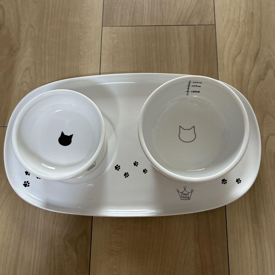 猫壱　フードボウルとお水入れとトレー　3点セット