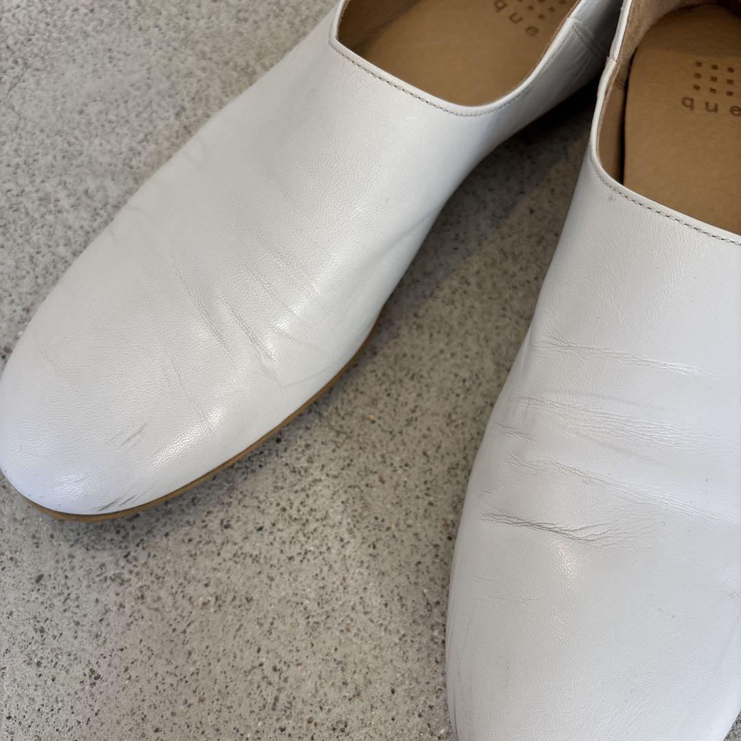 que shoes プレーン 26cmレザーフラットシューズ