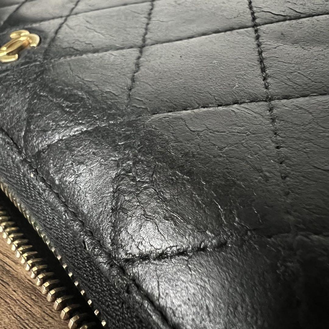 の*ん様 CHANEL マトラッセ ブラックレザー 長財布 キルティング