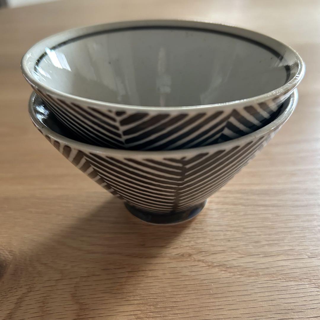 【aiyu】茶碗 ブラウンヘリンボーン 小 2個セット