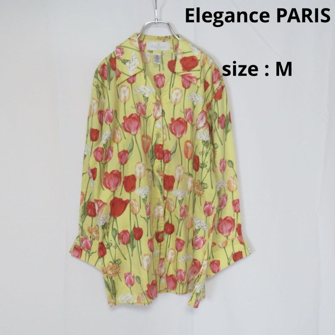 Elegance PARIS / flower pattern shirts M