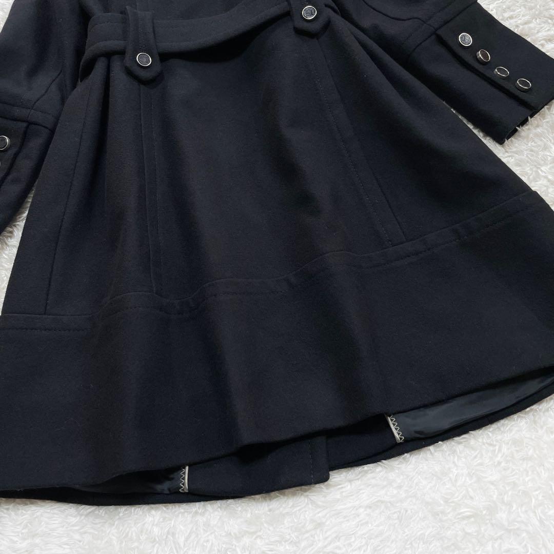 ZARA　ダブルボタンコート　Pコート　トレンチ　ベルト付　ブラック　Lサイズ