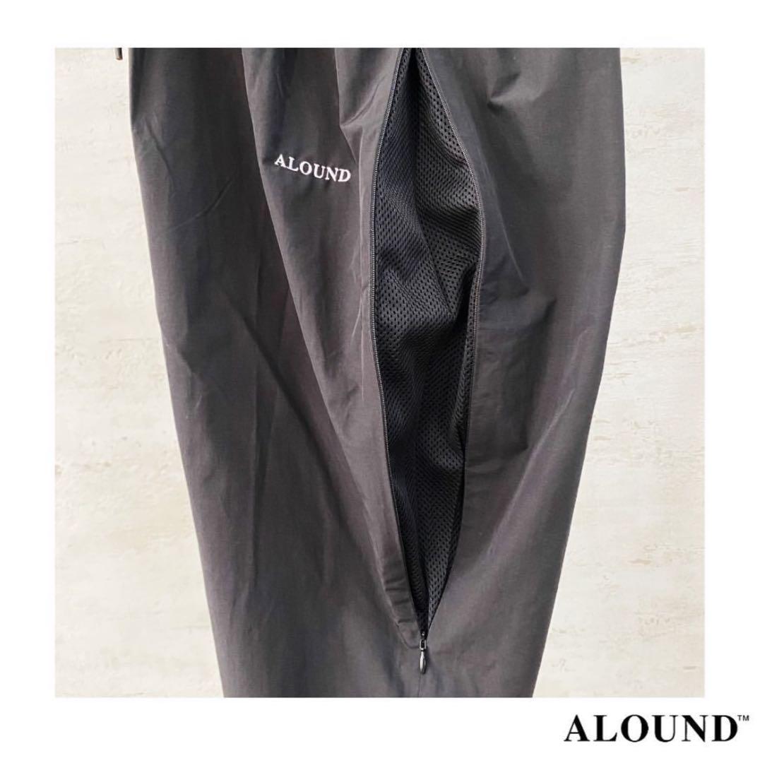 ALOUND TWOTUCK TAPERED NYLON PANTS M 黒刺繍