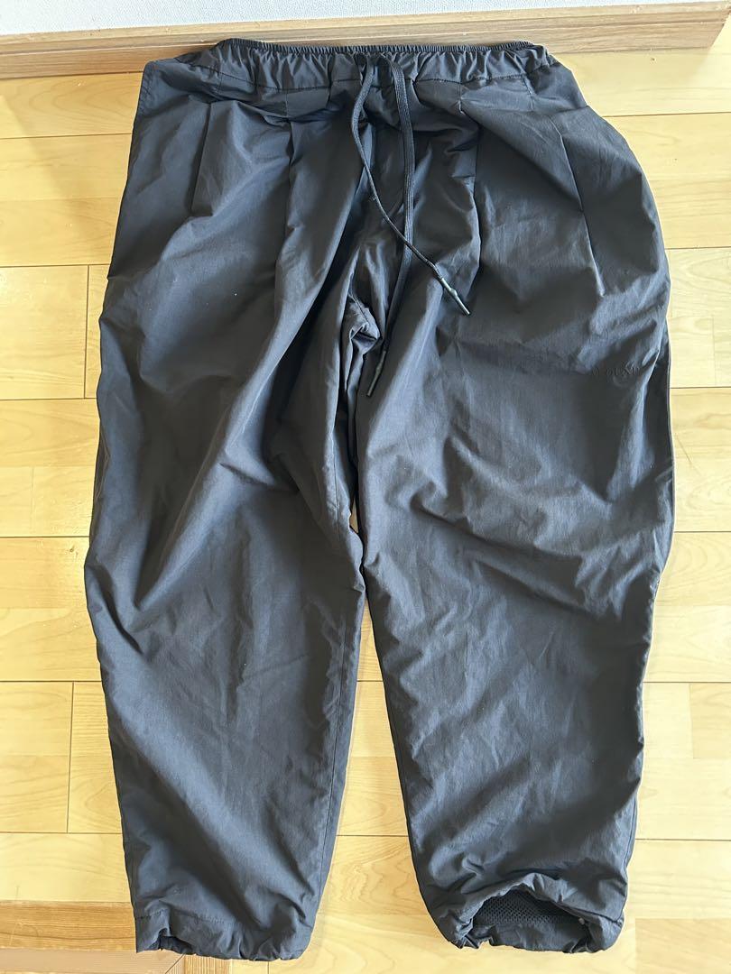 ALOUND TWOTUCK TAPERED NYLON PANTS M 黒刺繍