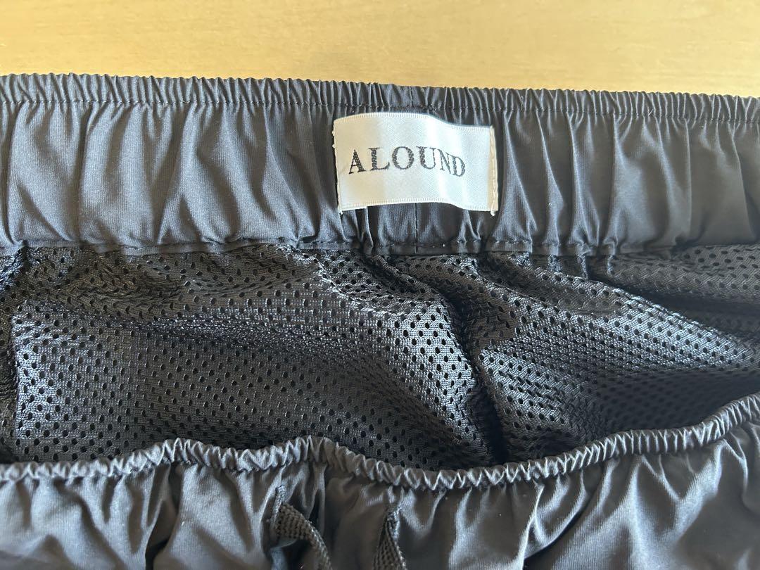 ALOUND TWOTUCK TAPERED NYLON PANTS M 黒刺繍