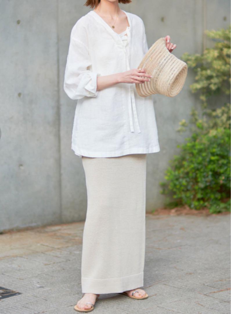 美品♡slobe iena リネンレースアップブラウス