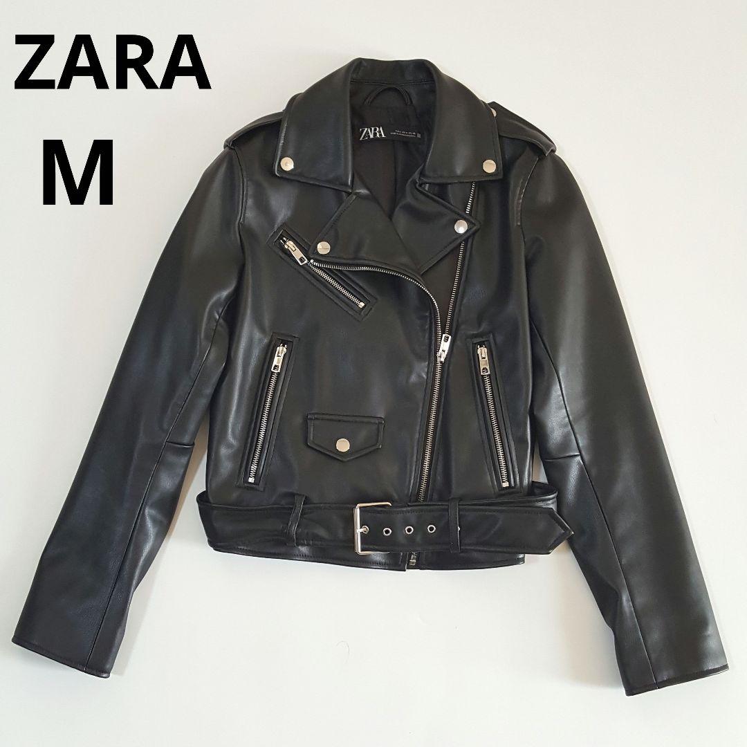 美品 ZARA ラムレザー 羊革 ダブルライダースジャケット ブラック