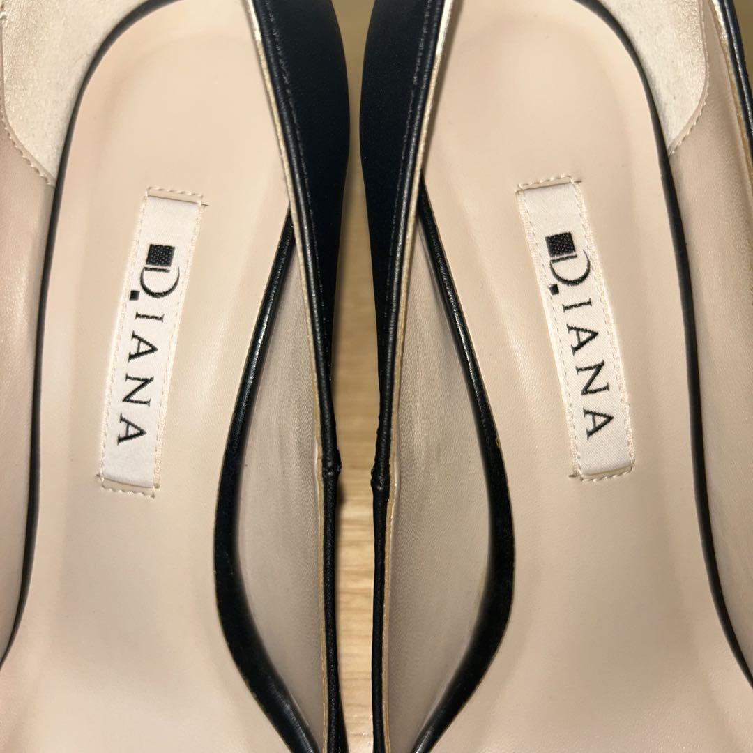 美品】DIANA ポインテッドトゥ ブラック レザー ハイヒール