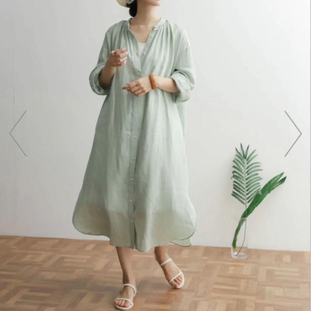 【新品】リネンギャザーワンピース