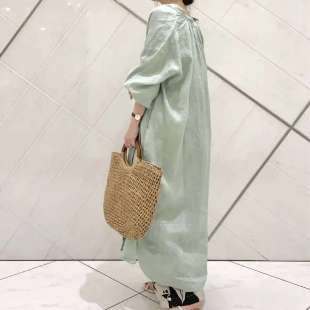 【新品】リネンギャザーワンピース