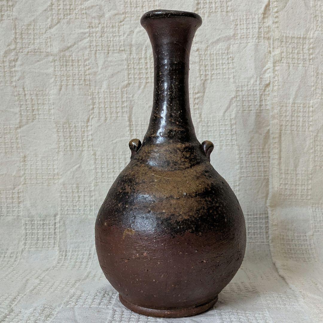 備前焼 佐藤苔助 鶴首花入 花器 花瓶 備前焼 佐藤苔助 鶴首花入 花器 花瓶 美術品・アンティーク
