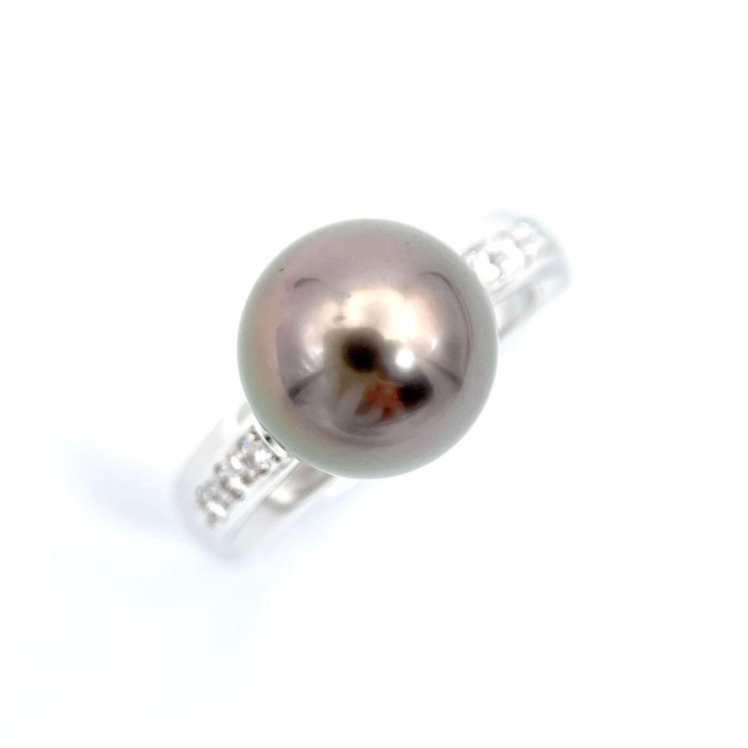 新品仕上げ済 タサキ 南洋ブラックパール 10mm ダイヤ リング PT900