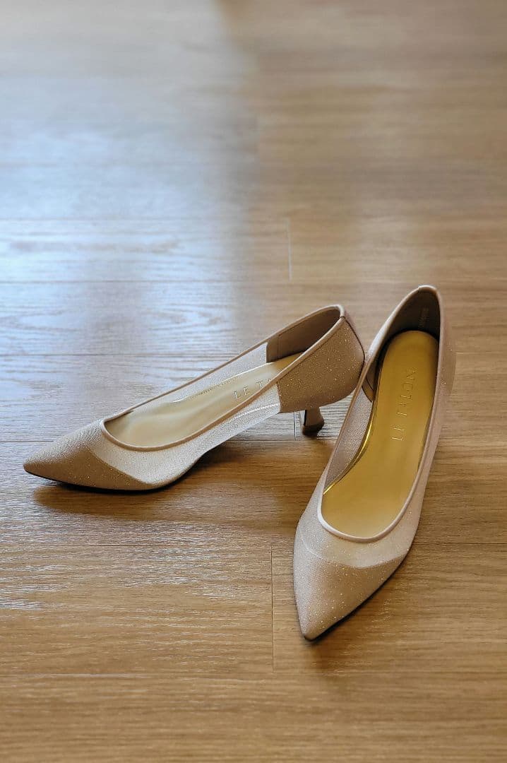 めパンプス ベージュ ポインテッドトゥ パンプス 低ヒール25cm Le Talon
