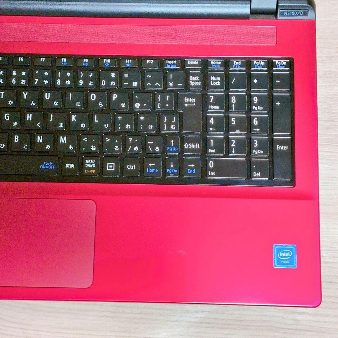 美品✨たっぷり１TB Win11 薄型おしゃれ赤ノートパソコン DVD カメラ付