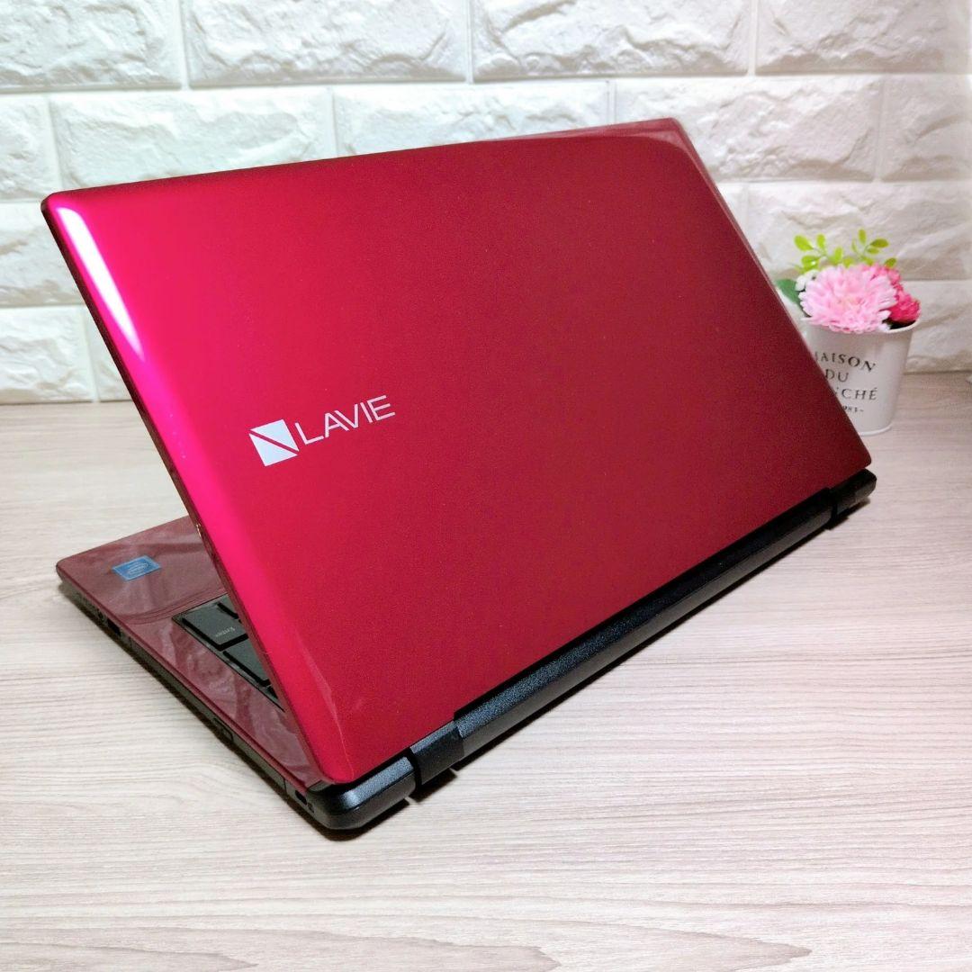 美品✨たっぷり１TB Win11 薄型おしゃれ赤ノートパソコン DVD カメラ付