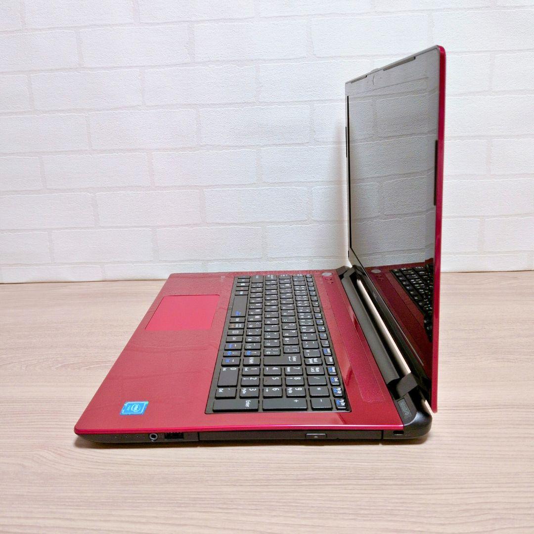 美品✨たっぷり１TB Win11 薄型おしゃれ赤ノートパソコン DVD カメラ付