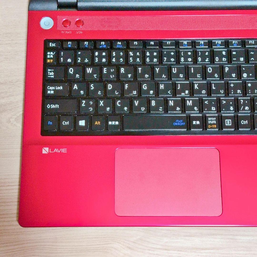 美品✨たっぷり１TB Win11 薄型おしゃれ赤ノートパソコン DVD カメラ付