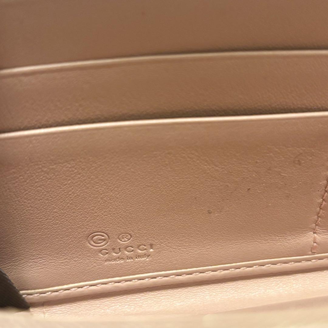 GUCCI GGパターン ピンク長財布 マイクログッチシマ レザー