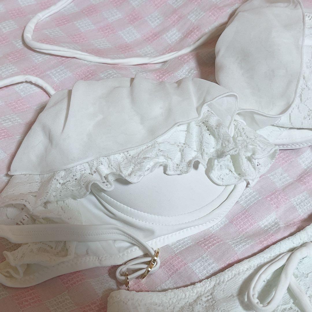 水着 ビキニ dazzlin 白 フリル レース