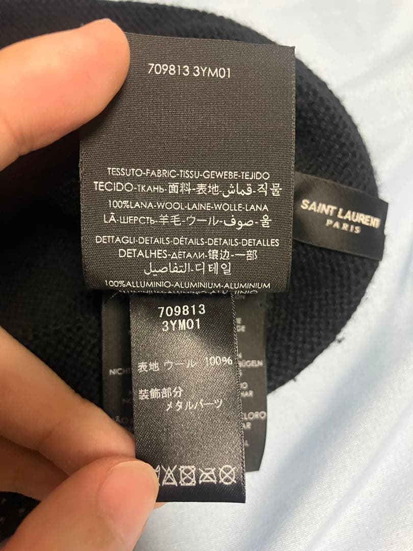 saint laurent 22aw ラインストーンベレー帽　ビジュー装飾