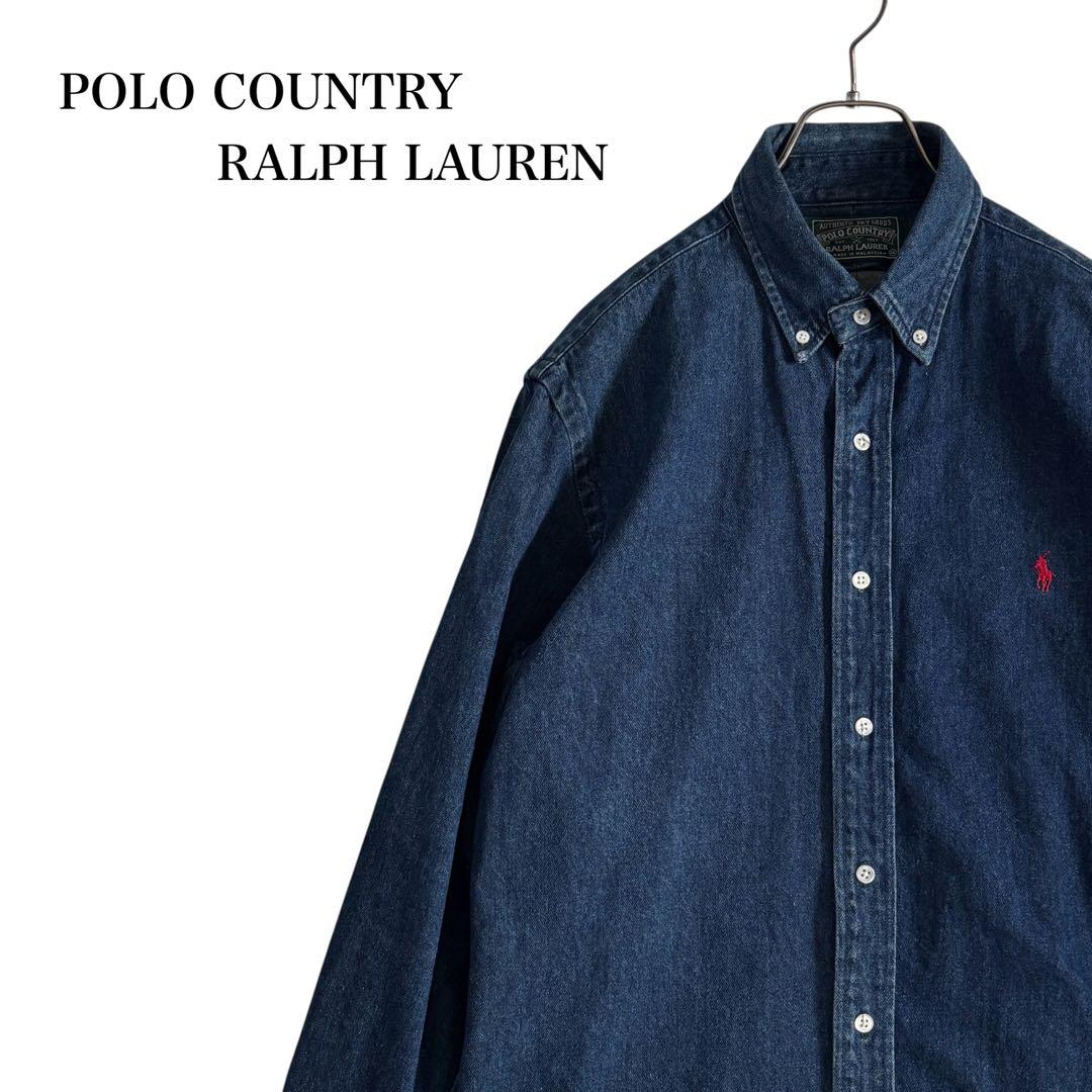 濃紺 80s POLO COUNTRY RALPH LAUREN デニムシャツM Polo By Ralph Lauren