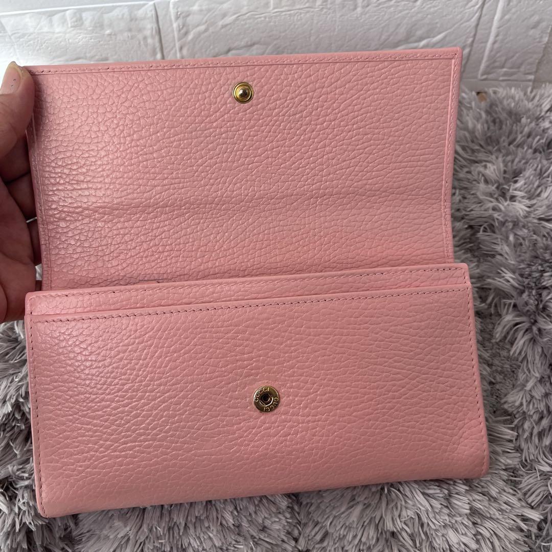 美品✨GUCCI 長財布　マーモント　フラップ　ベビーピンク　レディース
