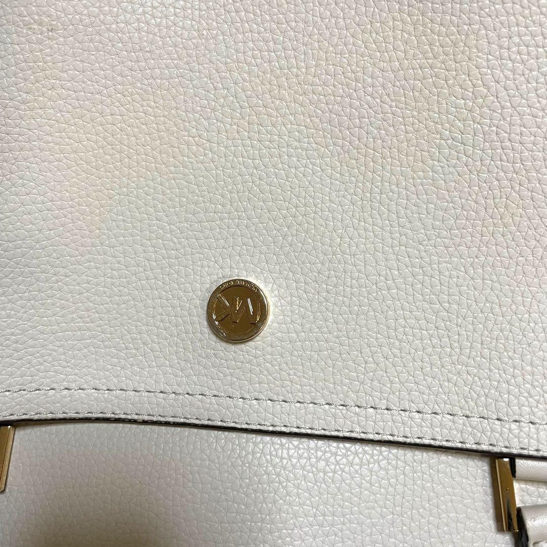 マイケルコース　トートバッグ　レザー　シボ革　白系　アイボリー