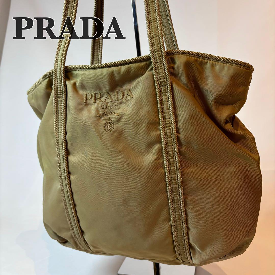PRADA プラダ ナイロン トートバッグ ハンドバッグ 肩掛け ベージュ 汚れ多い PRADA プラダ ナイロン トートバッグ ハンドバッグ