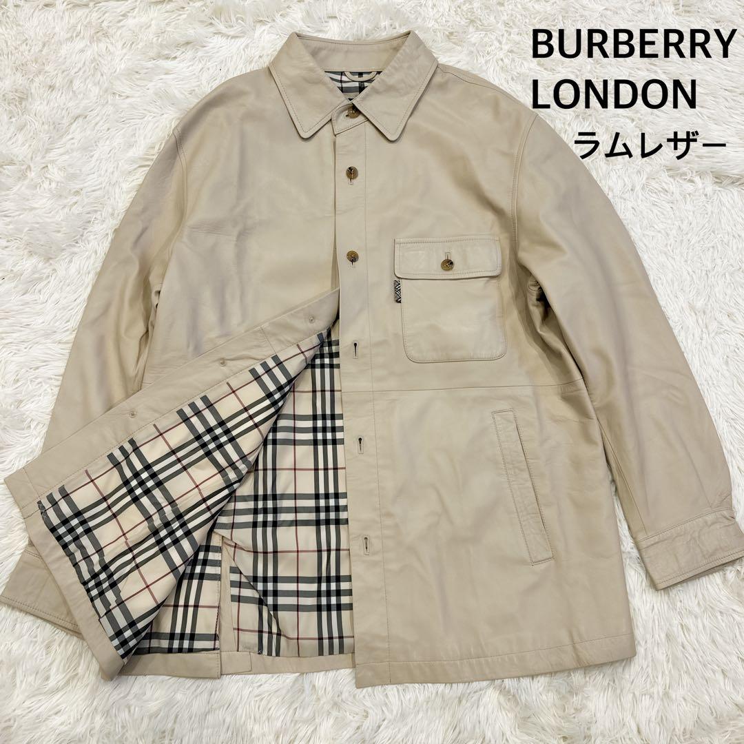 美品Burberry London ラムレザージャケットノバチェックL