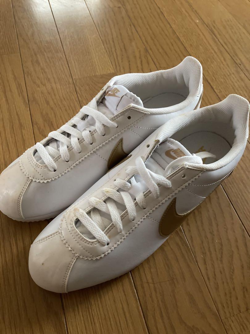 ナイキコルテッツ レザー スニーカー ホワイト×ゴールド NIKE CORTEZ