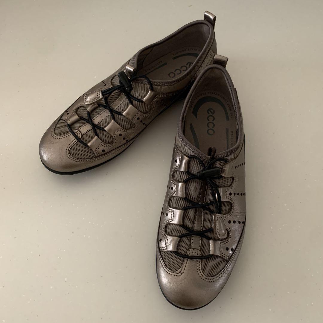 【美品】ecco エコー　スニーカー　ブラウン　ゴールド　38 24㎝　レザー