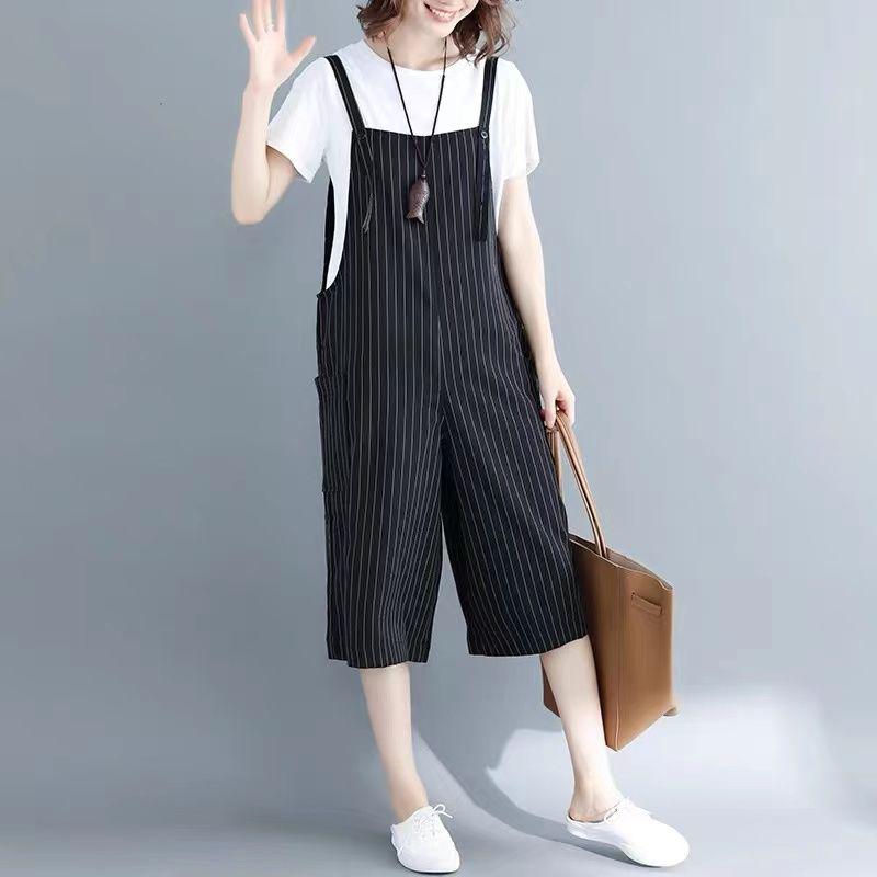 1590円 現金特価 Tの超新 サロペット オーバーオール ゆったり 七分丈 着痩せ 大きいサイズ5