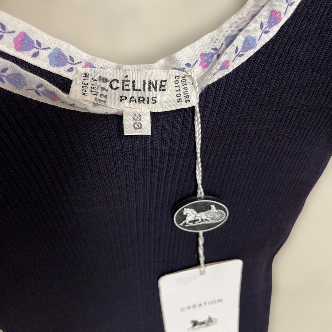 未使用CÉLINE レディースネイビー タンクトップ38 未使用CÉLINE レディースネイビー タンクトップ38 トップス