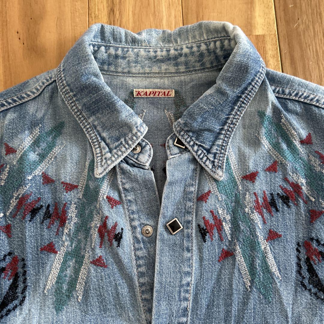 【再入荷】 KAPITAL 刺繍入りデニムシャツ 長袖 - メルカリ トップス