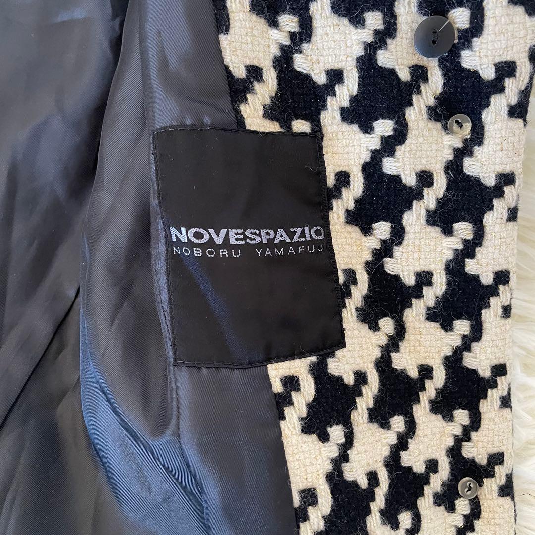 ノーベスパジオ【38】千鳥格子柄 ロングコート ツイード調 羊毛 アンゴラ ノーベスパジオ【38】千鳥格子柄 ロングコート ツイード調 羊毛 アンゴラ