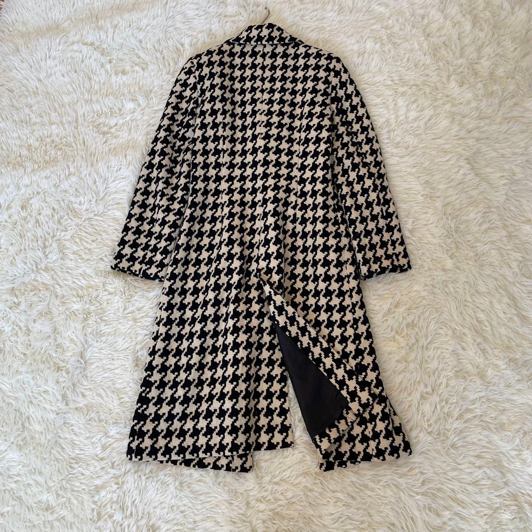 ノーベスパジオ【38】千鳥格子柄 ロングコート ツイード調 羊毛 アンゴラ ノーベスパジオ【38】千鳥格子柄 ロングコート ツイード調 羊毛 アンゴラ