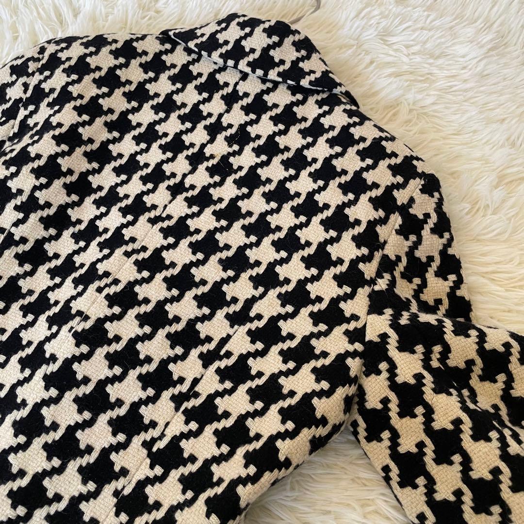 ノーベスパジオ【38】千鳥格子柄 ロングコート ツイード調 羊毛 アンゴラ ノーベスパジオ【38】千鳥格子柄 ロングコート ツイード調 羊毛 アンゴラ