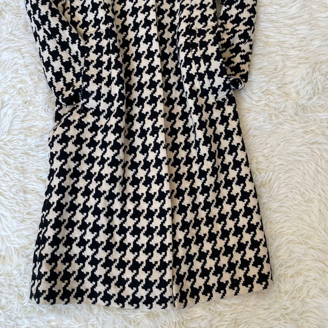 ノーベスパジオ【38】千鳥格子柄 ロングコート ツイード調 羊毛 アンゴラ ノーベスパジオ【38】千鳥格子柄 ロングコート ツイード調 羊毛 アンゴラ