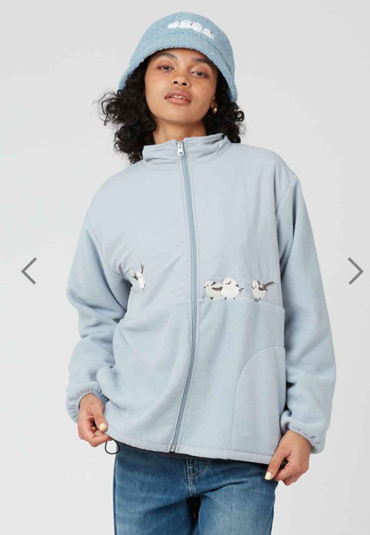 graniph☆ライトブルー☆フリースジャケット☆シマエナガ刺繍付き❣️XLジャケット・アウター