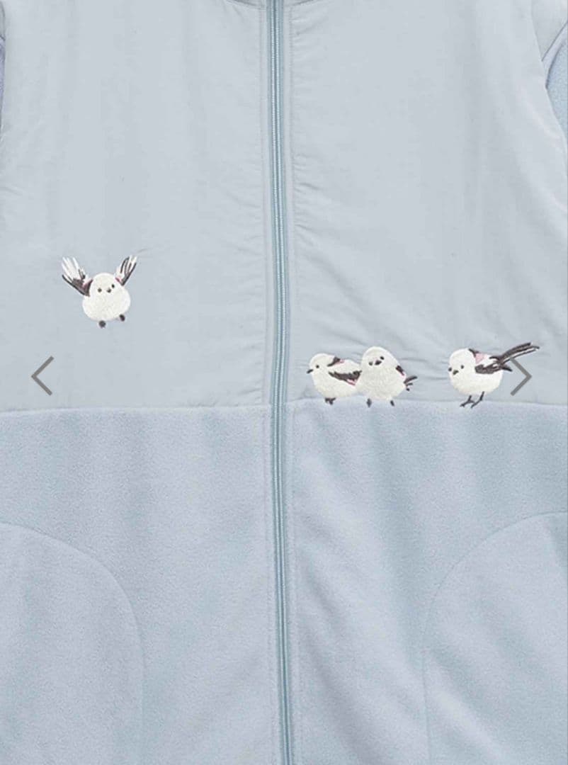 graniph☆ライトブルー☆フリースジャケット☆シマエナガ刺繍付き❣️XL