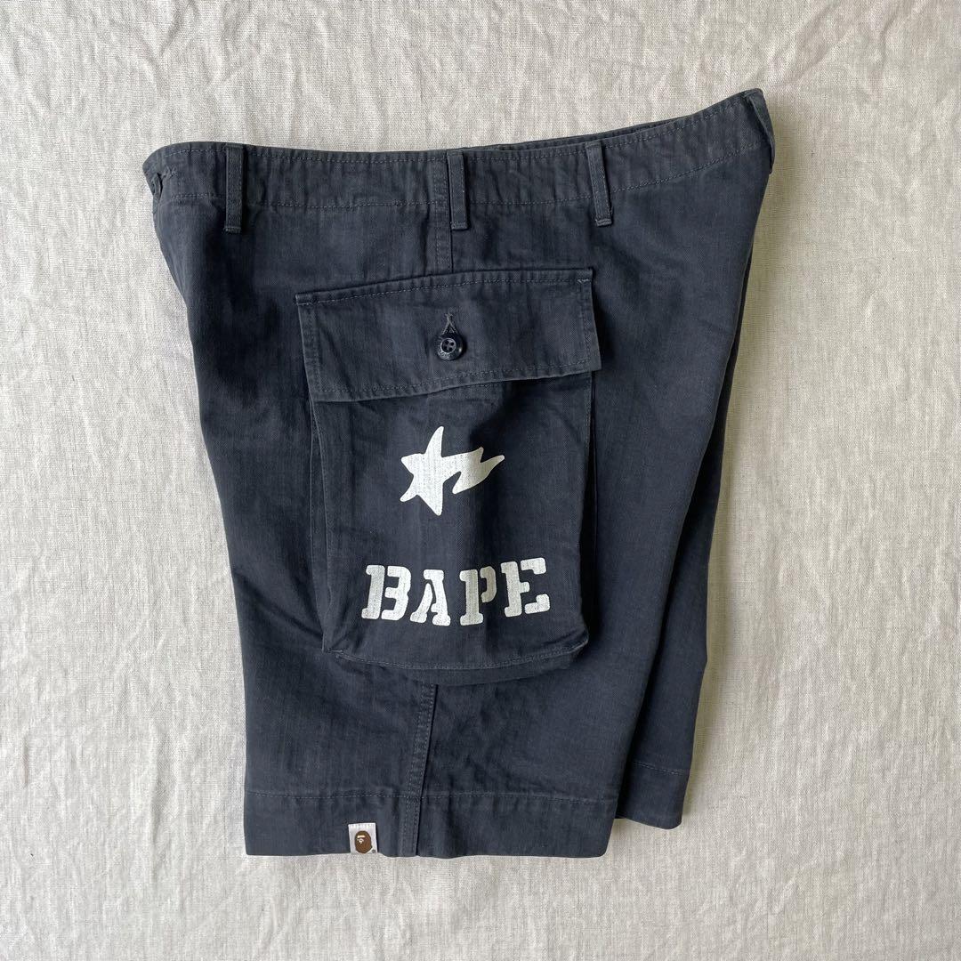 初期 APE ヘリンボーン ハーフパンツ ミリタリー 希少 初期 APE ヘリンボーン ベイプスタ ハーフパンツ フェード レア