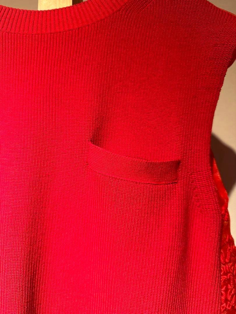 sacai サカイ バンダナ ニット プルオーバー レッド