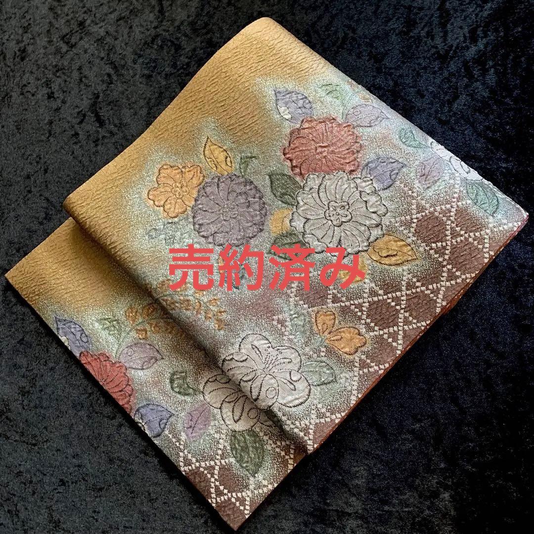 上品】 袋帯 正絹 辻が花文 ⑪ 六通柄 金銀糸 纐幡織 着物 - i-k-i.co.jp